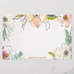 Chic Modern Watercolor Floral Note Briefpapier