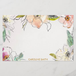 Chic Modern Watercolor Floral Note Briefpapier