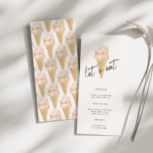 Chic Modern Watercolor Ice Creme Brautparty Menükarte