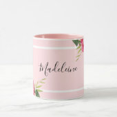Chic Modern Watercolor Rot und Rosa Blume Tasse (Zentrum)