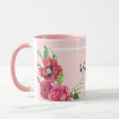 Chic Modern Watercolor Rot und Rosa Blume Tasse (Links)