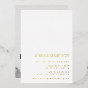 Chic Modern Wedding All-in-One Foto White Gold Folieneinladung
