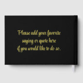 Chic Modern Wedding Black mit Gold Foil Hardcover Gästebuch (Rückseite)
