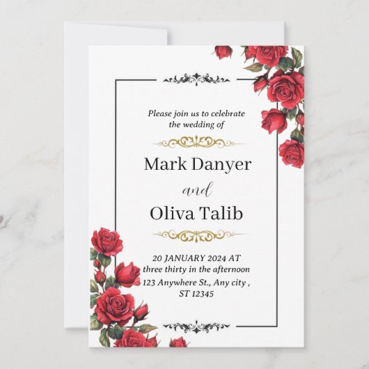 Chic Modern Wedding Einladung (Vorderseite)