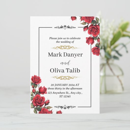 Chic Modern Wedding Einladung (Stehend Vorderseite)