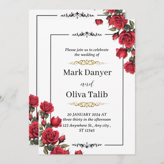 Chic Modern Wedding Einladung (Vorne/Hinten)