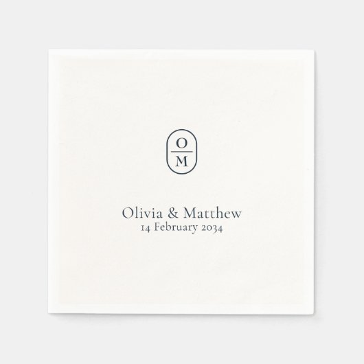 Chic Modern Wedding Monogram Wedding Serviette (Vorderseite)