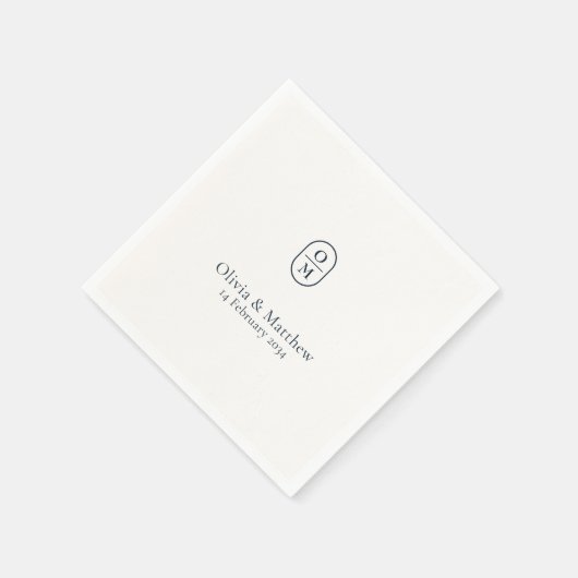 Chic Modern Wedding Monogram Wedding Serviette (Ecke)