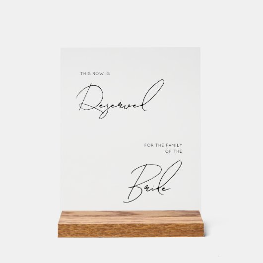 Chic modern wedding reserved acrylic  acrylschild (Vorderseite)