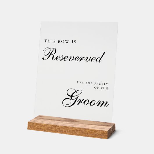 Chic Modern Wedding Reserved Sign Acrylschild (Winkel)