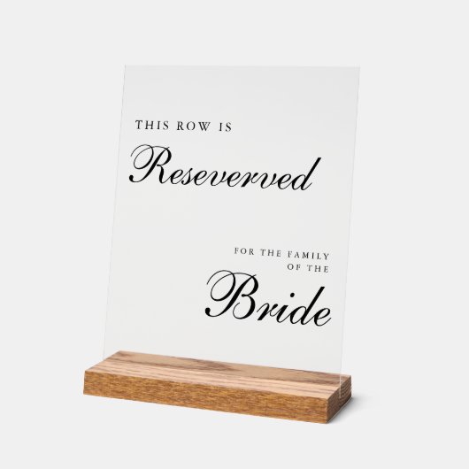 Chic Modern Wedding Reserved Sign Acrylschild (Winkel)