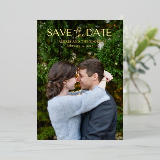 Chic Modern Wedding Save the Date Folieneinladung (Stehend vorne)