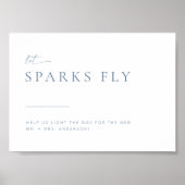 Chic + Modern Wedding Sparkler Exit Sign | Blau Poster (Vorne)