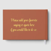 Chic Modern Wedding Terracotta Goldene Fossilien Gästebuch (Rückseite)