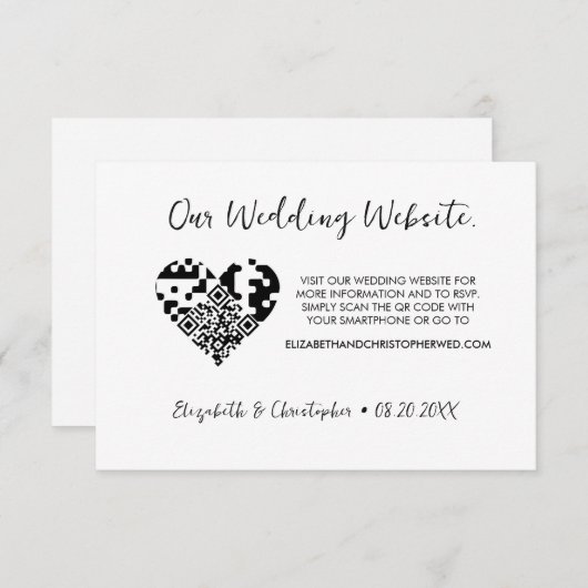 Chic Modern Wedding Website Herzstück QR Code UAWG Begleitkarte (Vorne/Hinten)