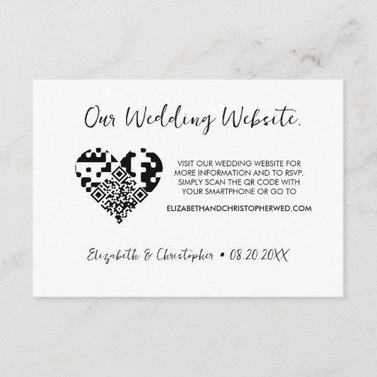 Chic Modern Wedding Website Herzstück QR Code UAWG Begleitkarte (Vorderseite)