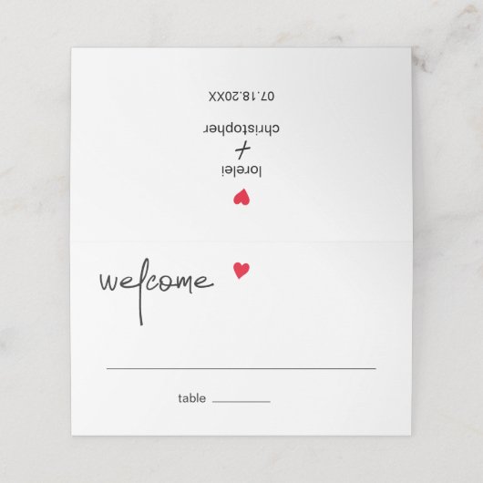 Chic Modern Welcome Guest Table Name Setting Platzkarte (Außenseite Aufgefaltet)