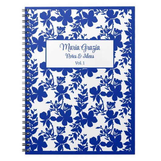 Chic Modern White Blue Floral Notizblock (Vorderseite)