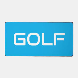 Chic Modern White GOLF Text Azure Blue Background Schreibtischunterlage