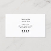 Chic Modern White Leather Handgeschriebene Kalligr Visitenkarte (Rückseite)