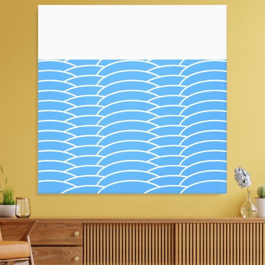 Chic Modern White Sky Blue Flickr Art Deco Waves Leinwanddruck (Insitu (Wohnzimmer))