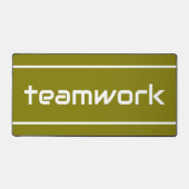 Chic Modern White TEAMWORK Stripes On Golden Olive Schreibtischunterlage (Vorderseite)