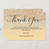 Chic Modern Yellow Gold Glitzer Ombre Dankeskarte (Vorne/Hinten)