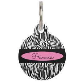 Chic Modern Zebra Skin Pattern Pet Hund Haustiermarke