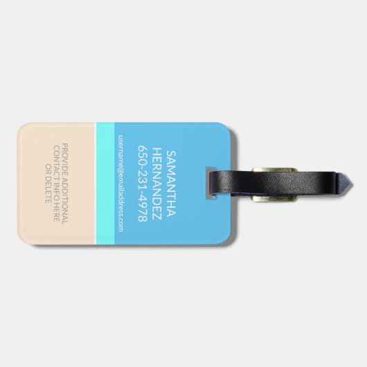 Chic-moderne abstrakte Strand-bitte Gepäckanhänger (Rückseite horizontal)