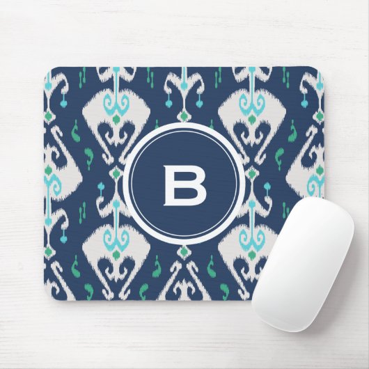 Chic moderne aquamarin-Marineblau-Kat-Stammesmuste Mousepad (Mit Mouse)