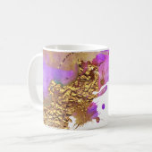 Chic, moderne Aquarellgold Rosa lila Spritzer Kaffeetasse (Vorderseite Links)