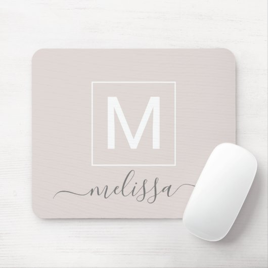 Chic moderne beige Monogramm-Bezeichnung Mousepad (Mit Mouse)