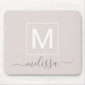 Chic moderne beige Monogramm-Bezeichnung Mousepad (Vorne)
