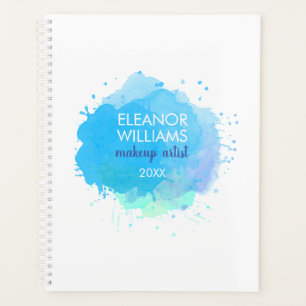 Chic moderne blaue Aquarell-Abstrakt-Blot Geschäft Planer