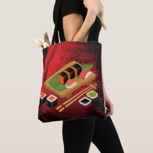 Chic Moderne Elegante Schwarz & Rot Sushi Tasche