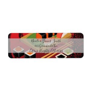 Chic moderne elegante schwarze und rote Sushi-Part