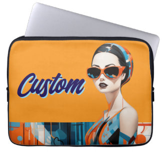 Chic moderne Frau, geometrische Eleganz Laptopschutzhülle