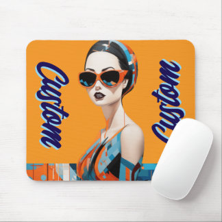 Chic moderne Frau, geometrische Eleganz Mousepad