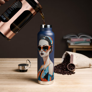 Chic moderne Frau, geometrische Eleganz Trinkflasche