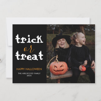 Chic & Moderne Halloween-Familienfoto Feiertagskarte
