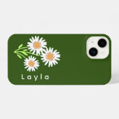 Chic Moderne Mit Monogramm Grün- und Weißblütenblü iPhone Hülle (Rückseite (Horizontal))