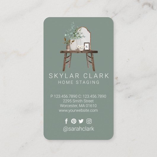 Chic Moderne rustikale Zuhause-Inszenierung Möbel Visitenkarte (Rückseite)