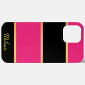 Chic Moderne schwarz rosa Streifen Muster mit Name Case-Mate iPhone Hülle (Rückseite (Horizontal))