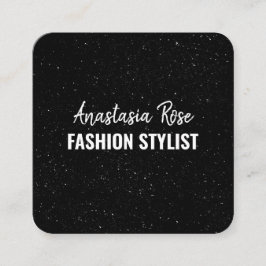 Chic Moderne Schwarz-weiße Minimalistische Glitzer Quadratische Visitenkarte