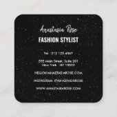 Chic Moderne Schwarz-weiße Minimalistische Glitzer Quadratische Visitenkarte (Rückseite)