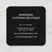 Chic Moderne Schwarz-weiße Minimalistische Glitzer Quadratische Visitenkarte (Rückseite)