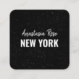 Chic Moderne Schwarz-weiße Minimalistische Glitzer Quadratische Visitenkarte