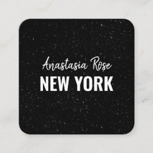 Chic Moderne Schwarz-weiße Minimalistische Glitzer Quadratische Visitenkarte