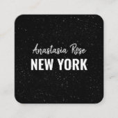 Chic Moderne Schwarz-weiße Minimalistische Glitzer Quadratische Visitenkarte (Vorderseite)