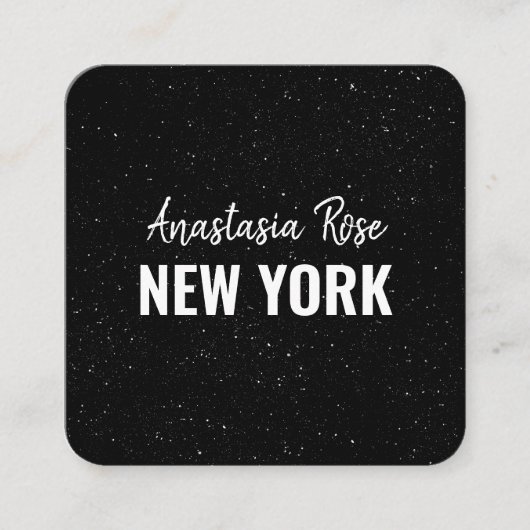 Chic Moderne Schwarz-weiße Minimalistische Glitzer Quadratische Visitenkarte (Vorderseite)